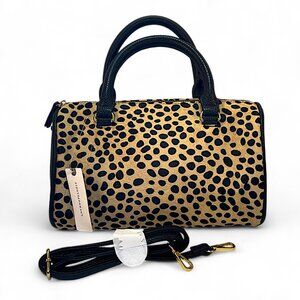 Anthropologie Cheetah Tote w/Shoulder & Crossbody Strap Black & Tan Purse